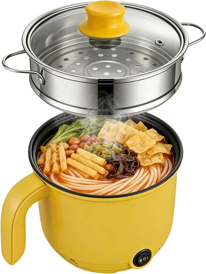 Elektrische Kookpan Mini Kookpot Snel Maaltijden Bereiden Met Stoompan 13 Liter Geel