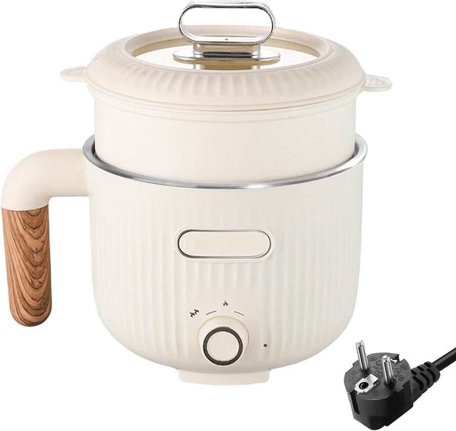 Elektrische Kookpan Mini Multicooker Snel Koken Dubbele Vermogensregeling 2 Liter Beige