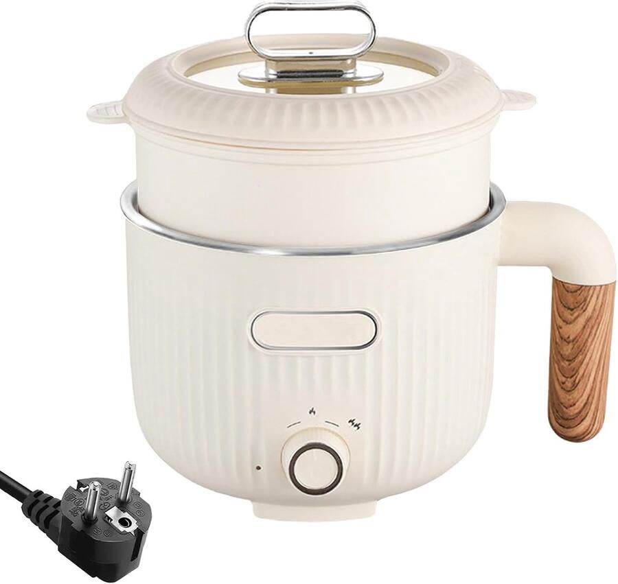 Elektrische Kookpan Mini Multicooker Snelle Maaltijden Dubbele Vermogensregeling 2 Liter Beige