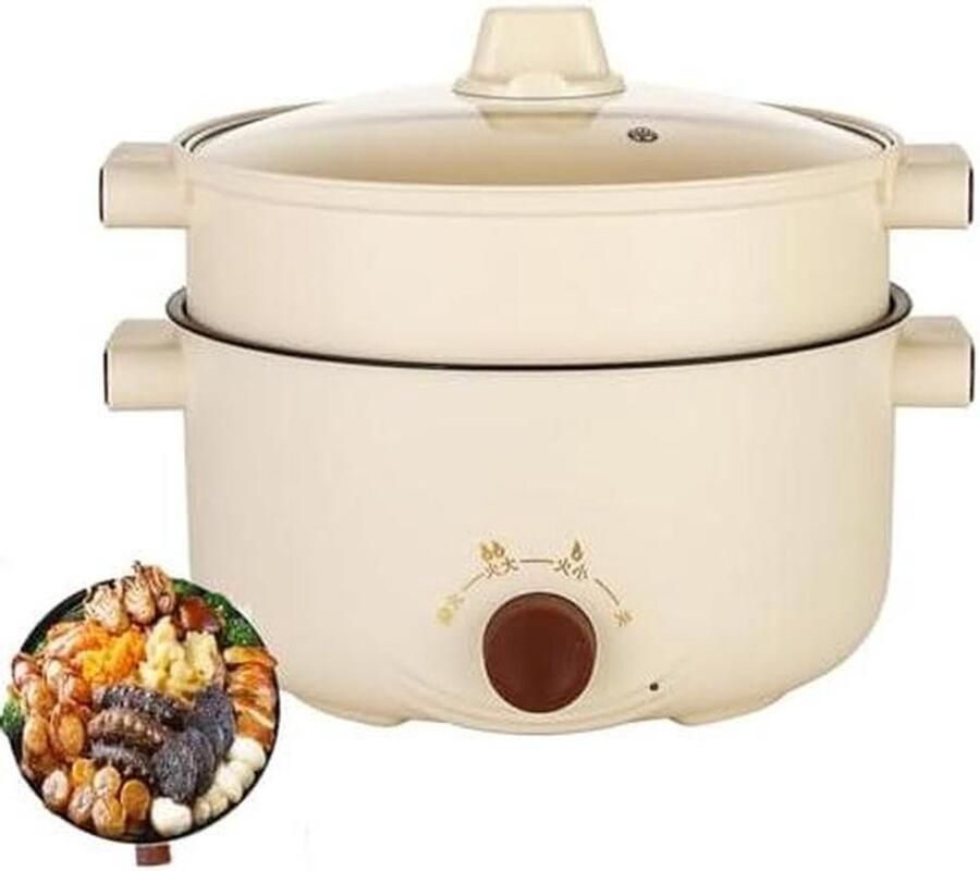 Elektrische Kookpan Minikookpan Stoom Snel Koken Antiaanbaklaag 1000W Wit
