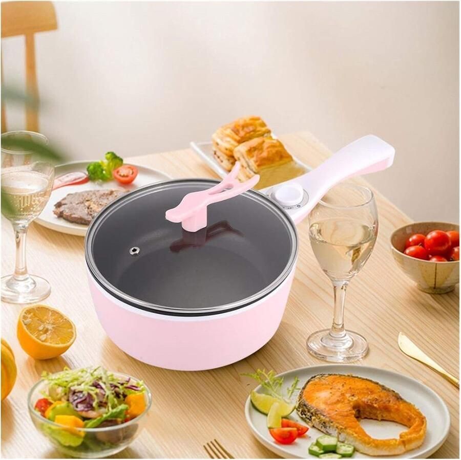 Elektrische Kookpan Multicooker Pan Maaltijden Bereiden Dubbele Laag 3.5 kg Roze