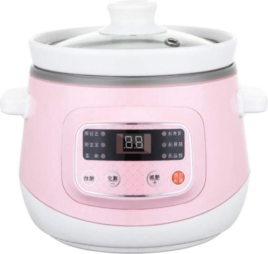 Elektrische Kookpan Multicooker Stoofpan Langzaam Koken 95 Uur Timer 12 Liter Roze