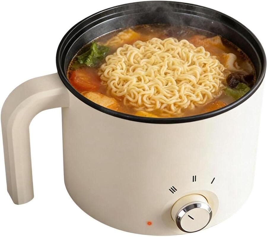 Elektrische kookpan Persoonlijke pot Snelle maaltijdbereiding Automatische uitschakeling 196 cm Crèmewit