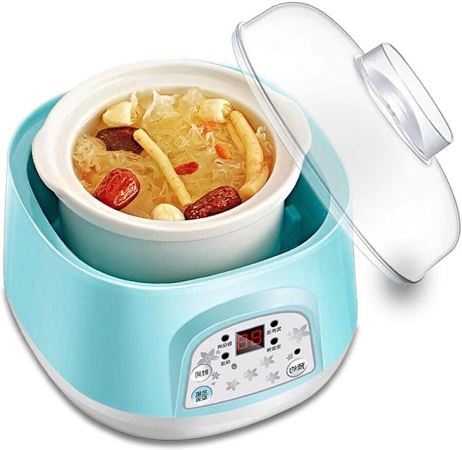 Elektrische Kookpan Stoofpan Slowcooker Maaltijden Bereiden Droogbrand Beveiliging 07 Liter Blauw