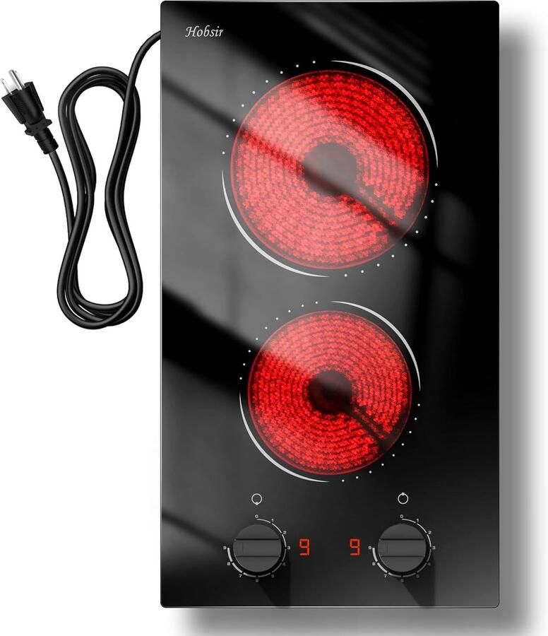 Elektrische Kookplaat 2 Pitten 12 Inch Inbouw & Vrijstaand Roodgloeiend Kookoppervlak