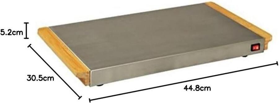 Elektrische Kookplaat 800W met RVS Oppervlak en Bamboe Handvatten