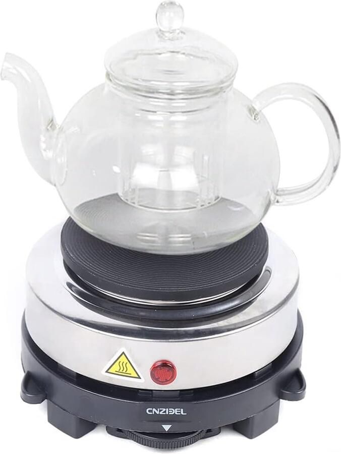 Elektrische Kookplaat Draagbare Fornuis Thuis Kantoor Camping 6 Temperatuurstanden 13x13x7.8cm Zilver Zwart