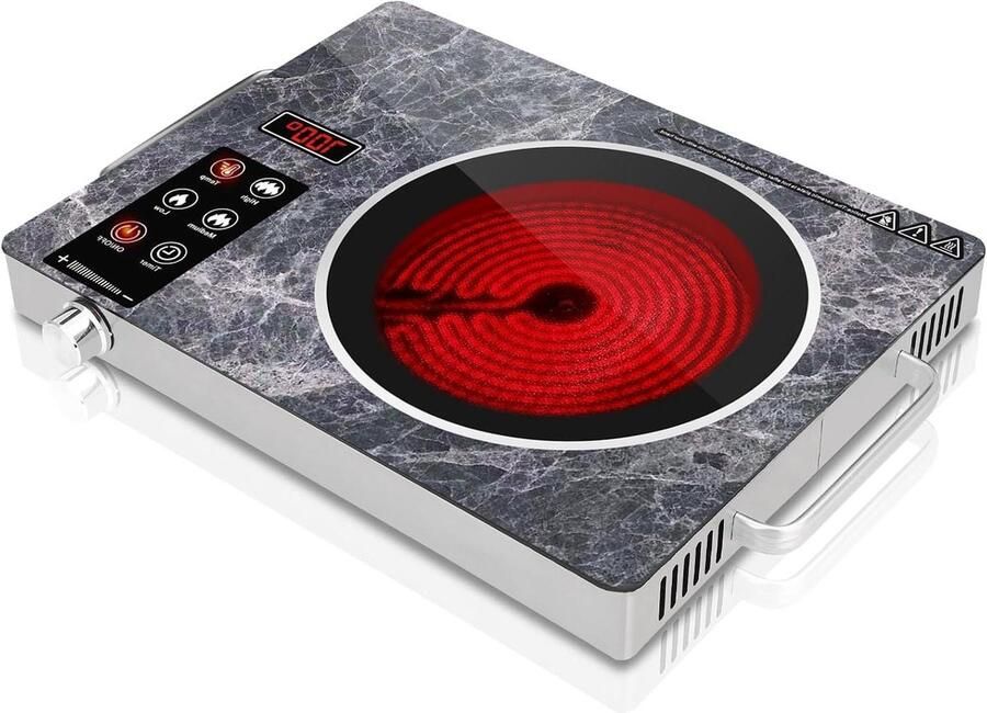 Elektrische kookplaat Draagbare kookplaat Snel koken 17 vermogensniveaus 3500 Watt Zwart