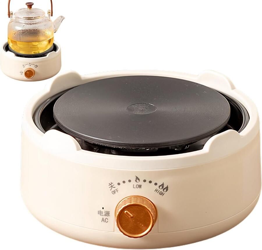 Elektrische Kookplaat Draagbare Stoof Koken Buiten Traploos Regelbaar 18 x 9 cm Wit