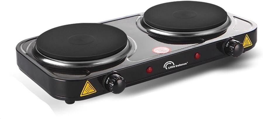 Elektrische kookplaat Dubbele kookplaat Koken op locatie Traploze temperatuurregeling 22 x 43 cm Zwart