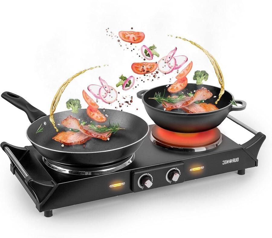 Elektrische Kookplaat Dubbele Pit Compact Koken Roestvrij Staal 2500 Watt Zwart
