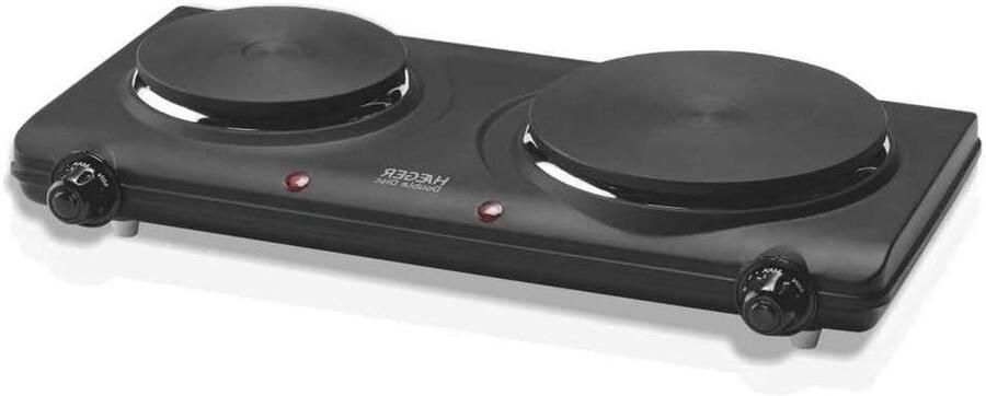 Elektrische Kookplaat Dubbele Plaat Koken en Verwarmen Thermische Beveiliging 2250 Watt Zwart
