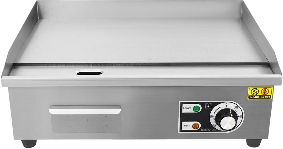 Elektrische Kookplaat Enige Uitvoering 3000 W Vermogen 54x40x22 cm Afmeting RVS Materiaal Binnen Gebruik Teppanyaki Grill