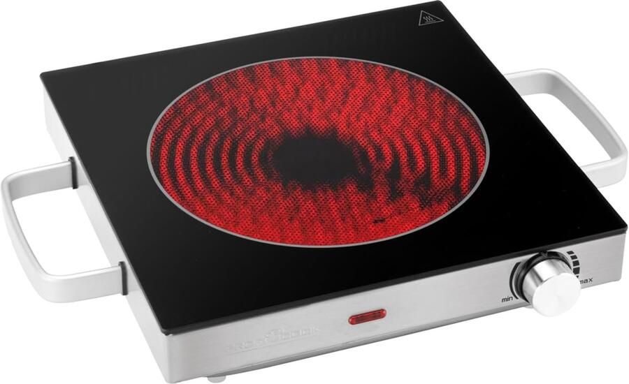 Elektrische Kookplaat Enkele Infrarood 2000 W Vermogen Keramisch Glas Roestvrij Stalen Behuizing Vrijstaand Kooktoestel