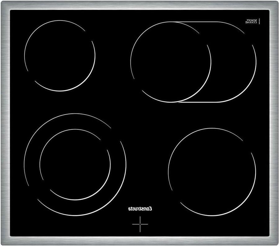 Elektrische Kookplaat Glaskeramiek Fornuis Thuis Koken Roestvrijstalen Rand 60 cm Zwart