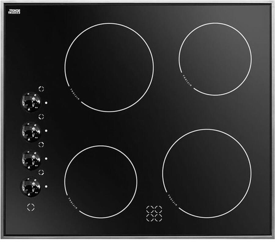 Elektrische Kookplaat Glazen Fornuis Koken Thuis Drie Kookzones 60 cm Breed Roestvrij Staal