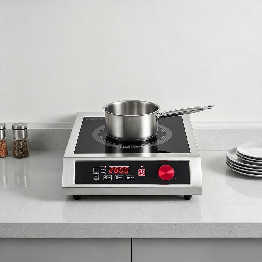 Elektrische Kookplaat Inductie 3500 W Vermogen 25 cm Pan Diameter RVS Vrijstaand Kooktoestel