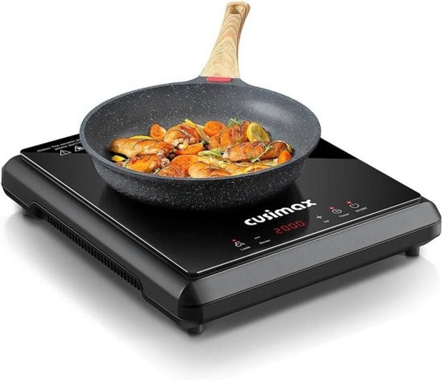 Elektrische kookplaat Inductiekookplaat Koken thuis 2000 watt vermogen 33x29x5.8 cm Zwart
