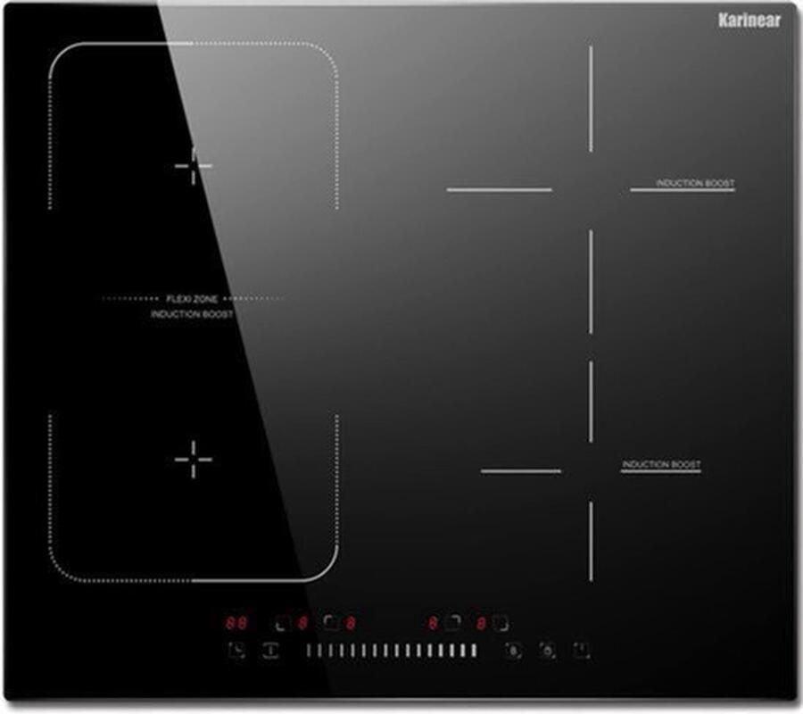 Elektrische Kookplaat Ingebouwd 4 Zones Flexzone 7200 W Vermogen Schuifbediening Timer Functie Inductie