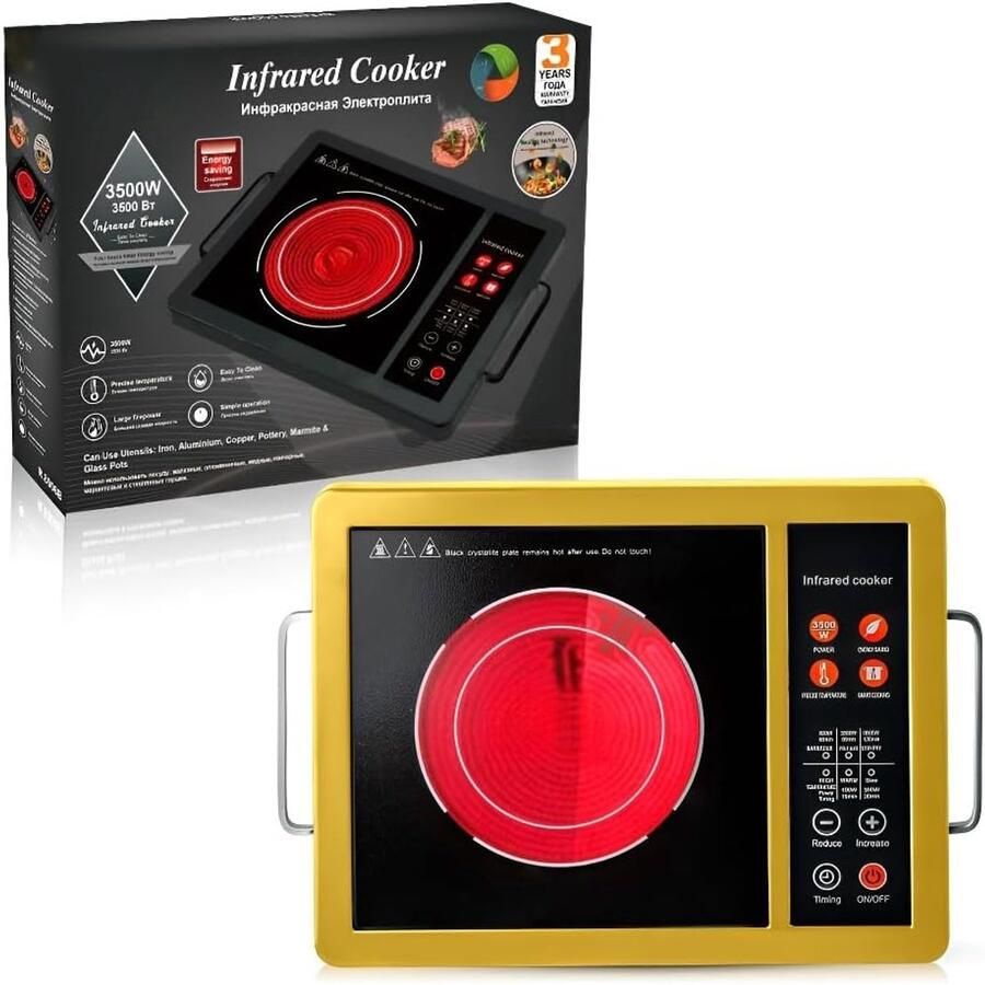 Elektrische Kookplaat Keramisch Fornuis Thuis Koken Slimme Touch Control 1 Kilovolt Zwart