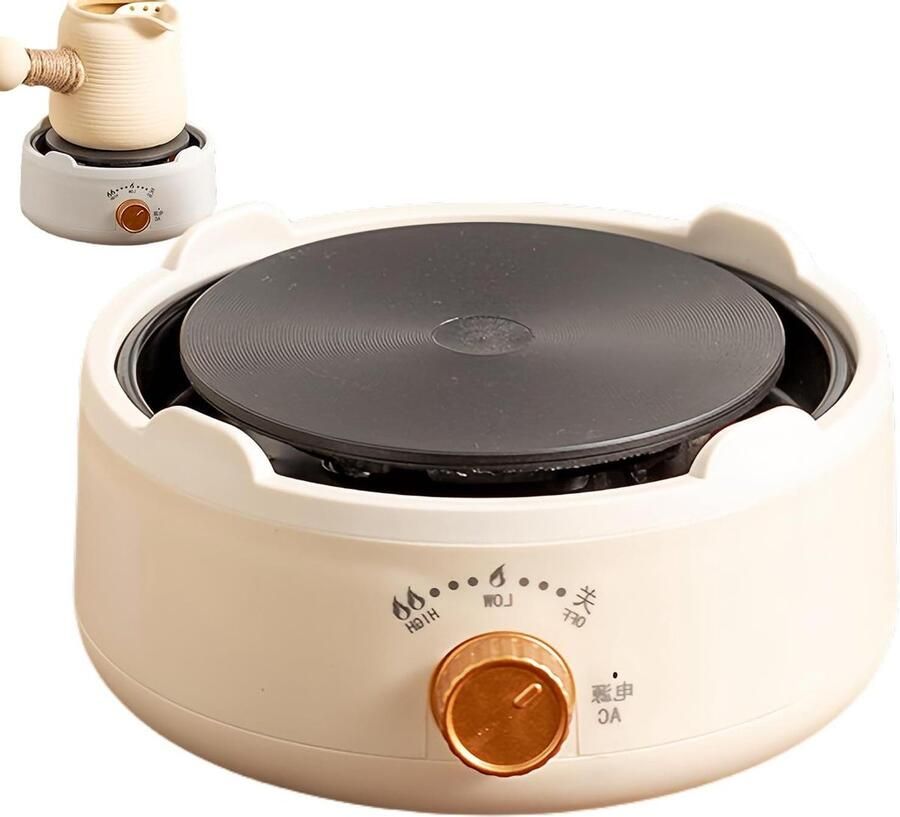 Elektrische Kookplaat Draagbare Kachel Koken en Verwarmen Verstelbare Temperatuur 15 x 7 cm Wit
