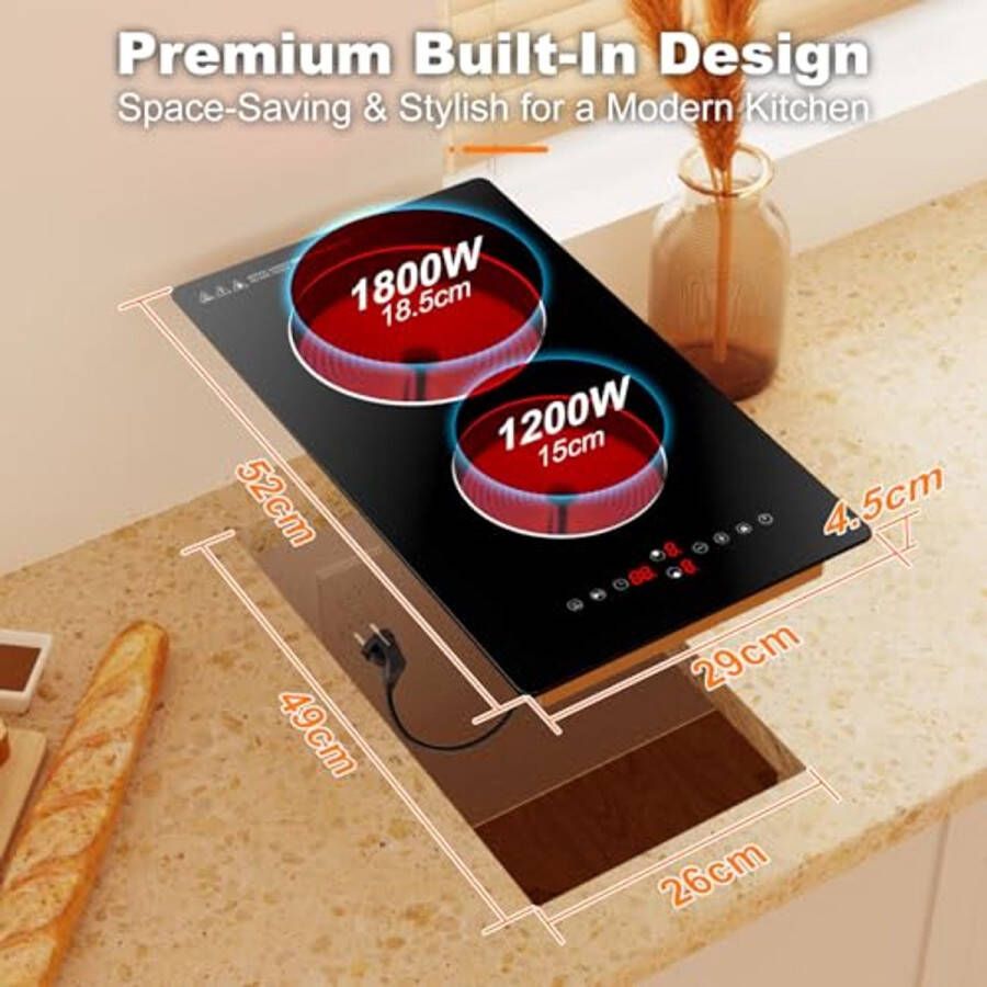 Elektrische kookplaat met twee branders Inbouw infrarood fornuis 3000 W