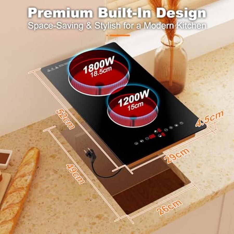 Elektrische kookplaat met twee branders Inbouw infrarood fornuis 3000 W