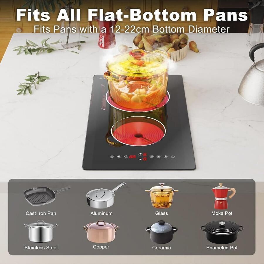 Elektrische kookplaat met twee branders Inbouw infrarood fornuis 3000 W