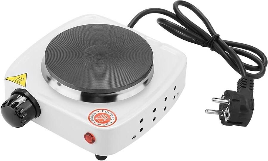 Elektrische Kookplaat Mini Fornuis Thuis Koken 5 Temperatuurstanden 15x15x6 cm Zwart