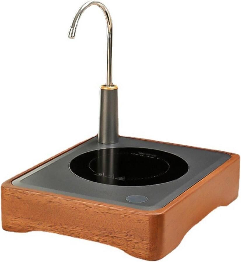 Elektrische Kookplaat Thee Kooktoestel Thee Zetten Veelzijdige Pot Compatibiliteit 27.5x22.5x6CM Rood Houtkleur