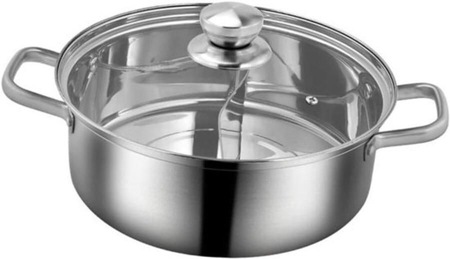 Elektrische Kookpot Hotpot Kookgerei Dubbele Smaak Koken Compartiment Ontwerp 28x28x9CM Zilver
