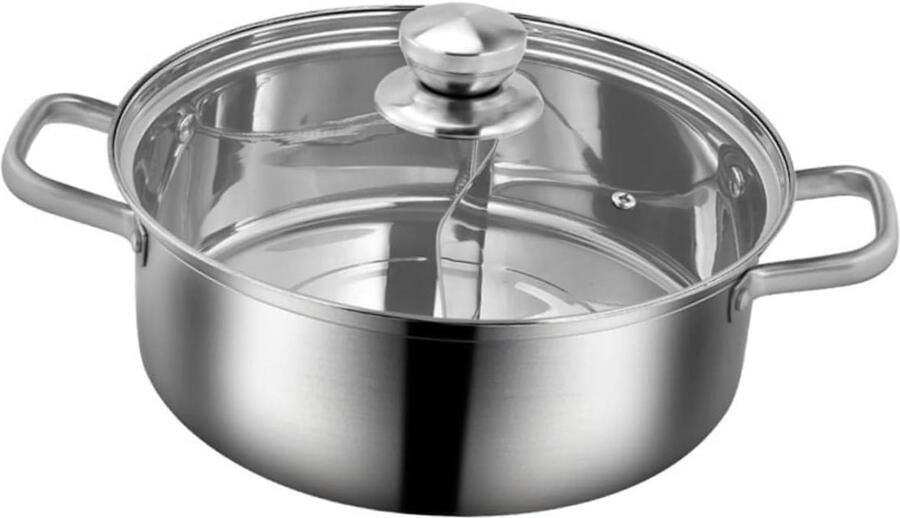 Elektrische Kookpot Hotpot Kookgerei Dubbele Smaak Koken Compartiment Ontwerp 28x28x9CM Zilver