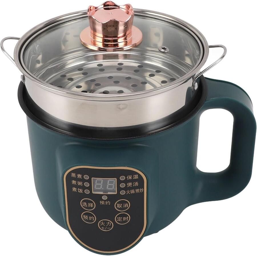 Elektrische Kookpot Mini Hete Pot Snel Koken Intelligent Reserveren 1.8 Liter Groen