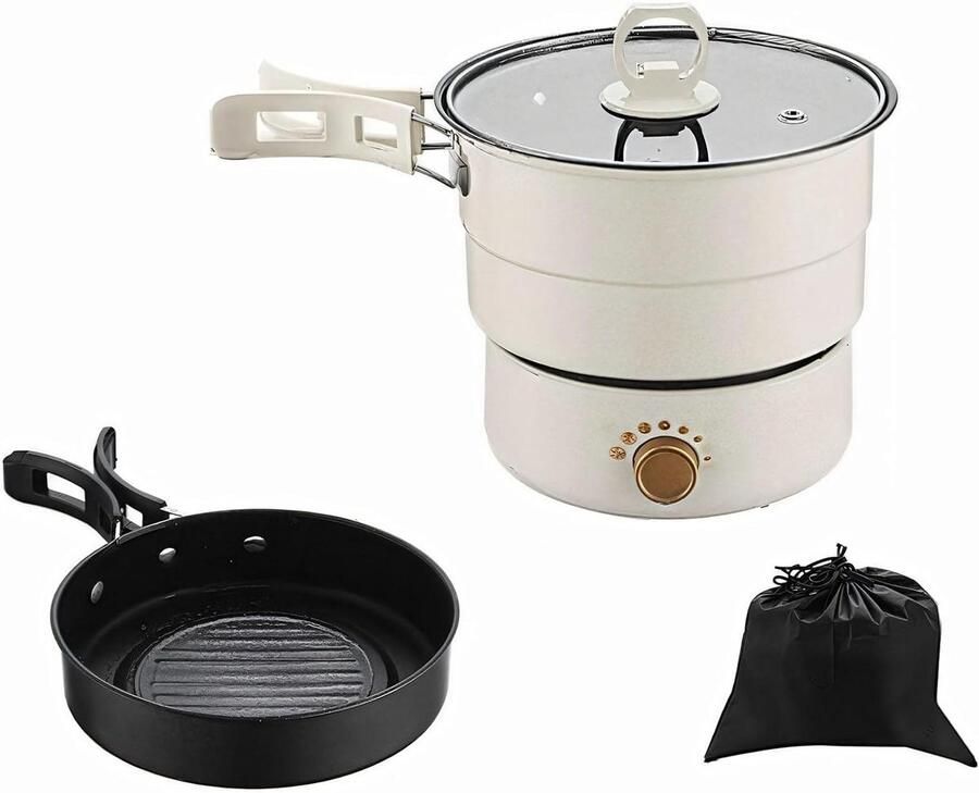 Elektrische Kookpot Multi-cooker Hotpot Thuis Koken Dubbele Kookzones Ruimtebesparend Wit