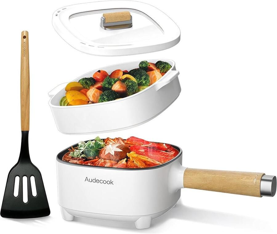 Elektrische Kookpot Multicooker Pan Reizen Koken Braden Keramische Antiaanbaklaag 2 Liter 800W Beige