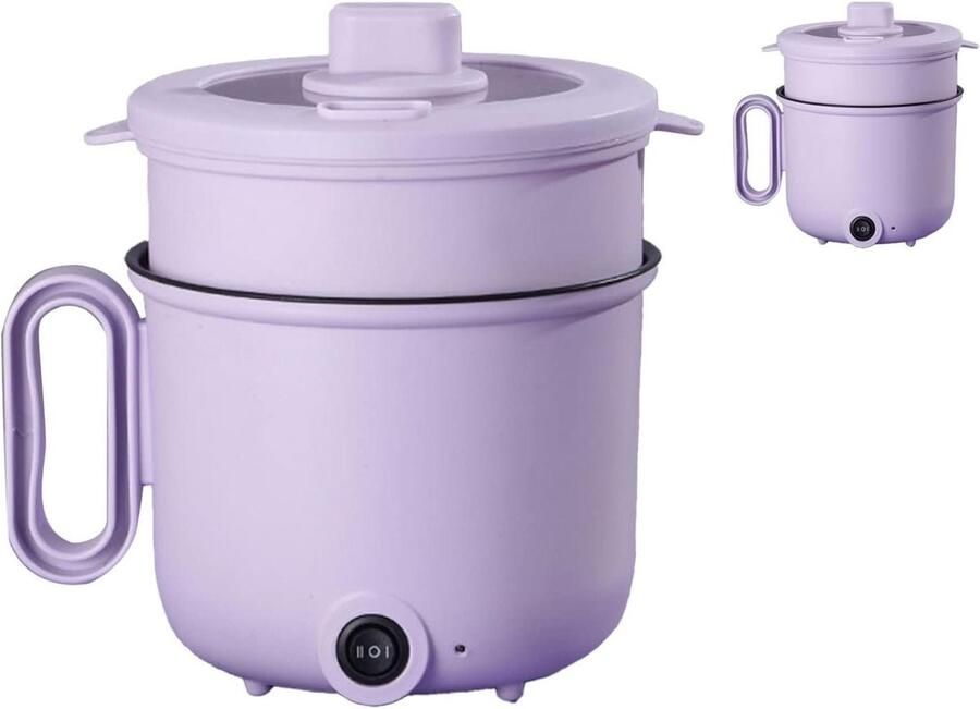 Elektrische Kookpot Multifunctionele Kookplaat Eenvoudig Koken Automatische Uitschakeling 1.5 Liter Paars