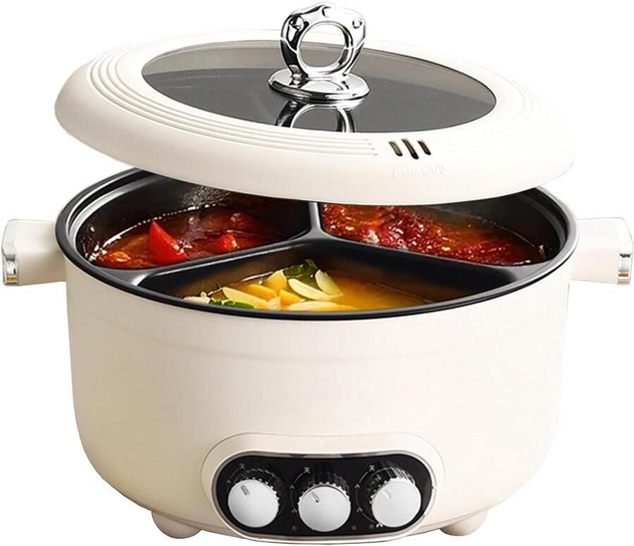 Elektrische Kookpot Braadpan Soeppan Gelijk Koken Drie Temperatuurzones 53 Liter Zilver