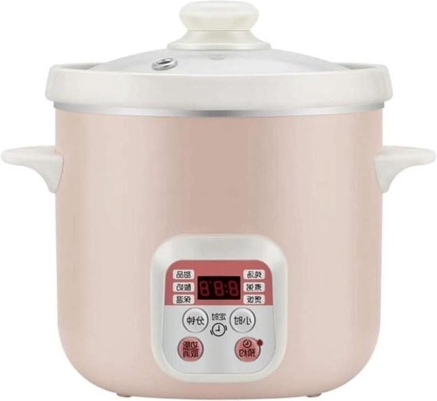 Elektrische Kookpot Stoofpot Dessertpot Koken voor Gezin PTC Constante Temperatuur 1.8 Liter Capaciteit Roze
