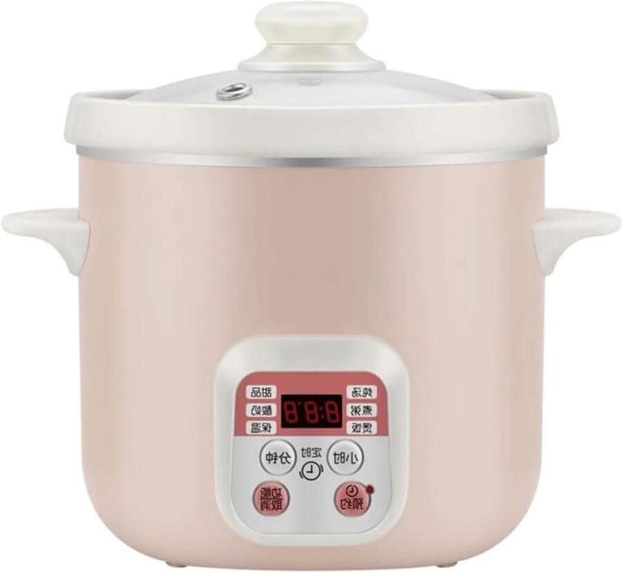 Elektrische Kookpot Stoofpot Dessertpot Koken voor Gezin PTC Constante Temperatuur 1.8 Liter Capaciteit Roze