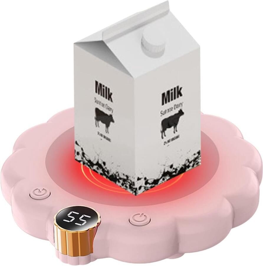 Elektrische Kopjeswarmer Bekerwarmer Warmhoudplaat Dranken Warm Houden Digitaal Display Temperatuur N.v.t. Roze