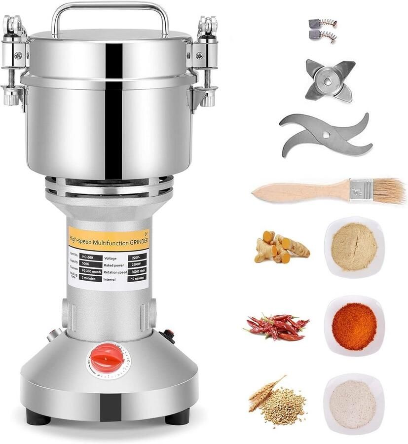 Elektrische Kruidenmolen 500g Fijne Molen voor Granen Specerijen en Noten