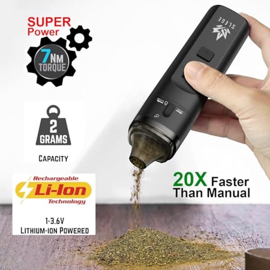 Elektrische kruidenmolen met trechter en krachtige maalfunctie handig voor specerijen en kruiden