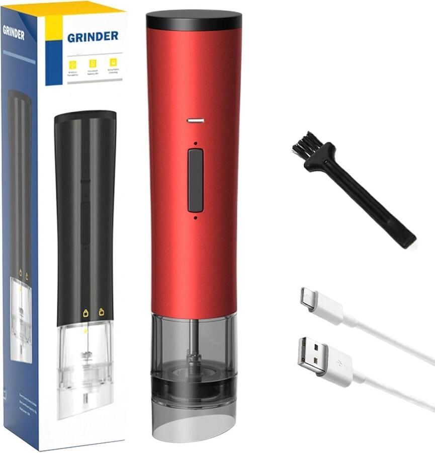 Elektrische Kruidenmolen Oplaadbare Zoutmolen Vers Malen Keramische Rotor 23cm Hoog Zwart