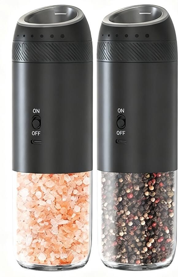 Elektrische Kruidenmolen Set Met Oplaadbare Basis Automatische Zout En Peper Molen Koffiebonen Maler Koffiemolen Electrisch 6-Niveau Instelbare Maalgraden Dubbele Snelheid Grote 5.95oz Capaciteit Voor Keuken Huisgebruik