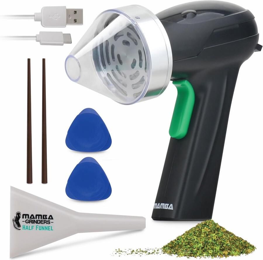 Elektrische Kruidenmolen Zilver USB Oplaadbaar Krachtige Eénhandige Werking