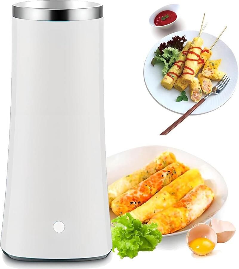 Elektrische loempia-maker hotdog-broodjemachine omeletmaker met roestvrijstalen antiaanbaklaag en 9 minuten koken Automatisch rijzen eierkoker Worstmachine Fornuis Ontbijt white