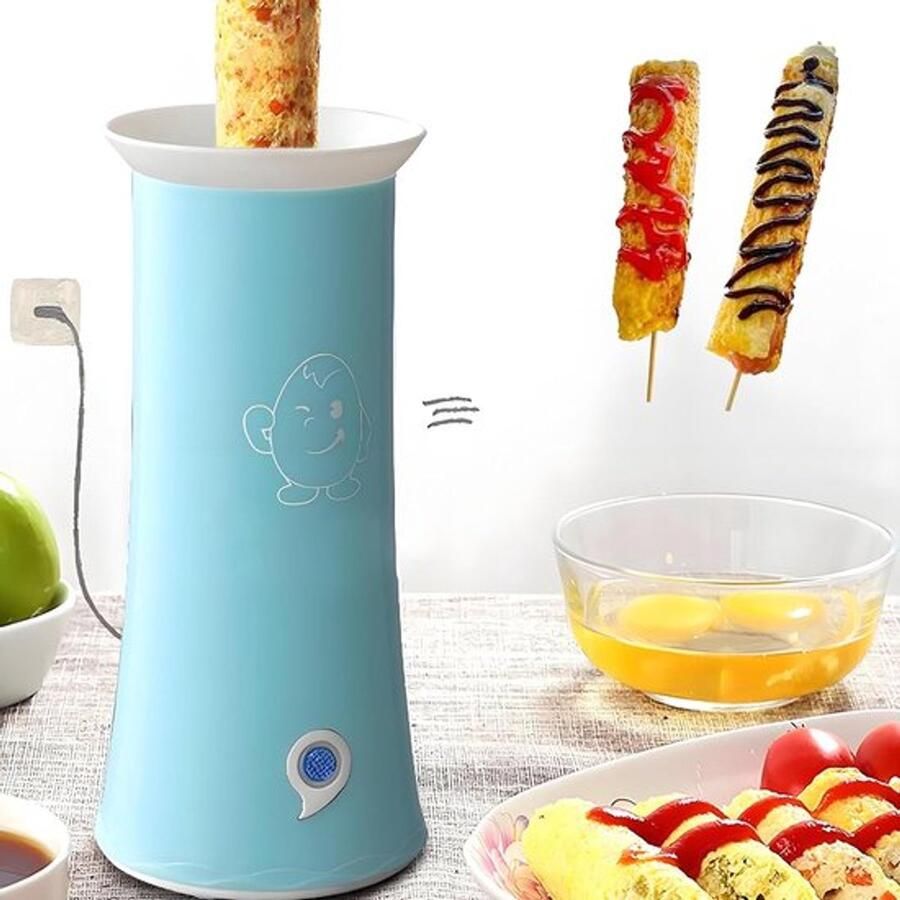 Elektrische loempia-maker met antiaanbaklaag en olieverdeler ook geschikt voor het bereiden van worstjes en hotdogs automatische fermentatie snel ontbijt bereidingstijd slechts 6 minuten blauw