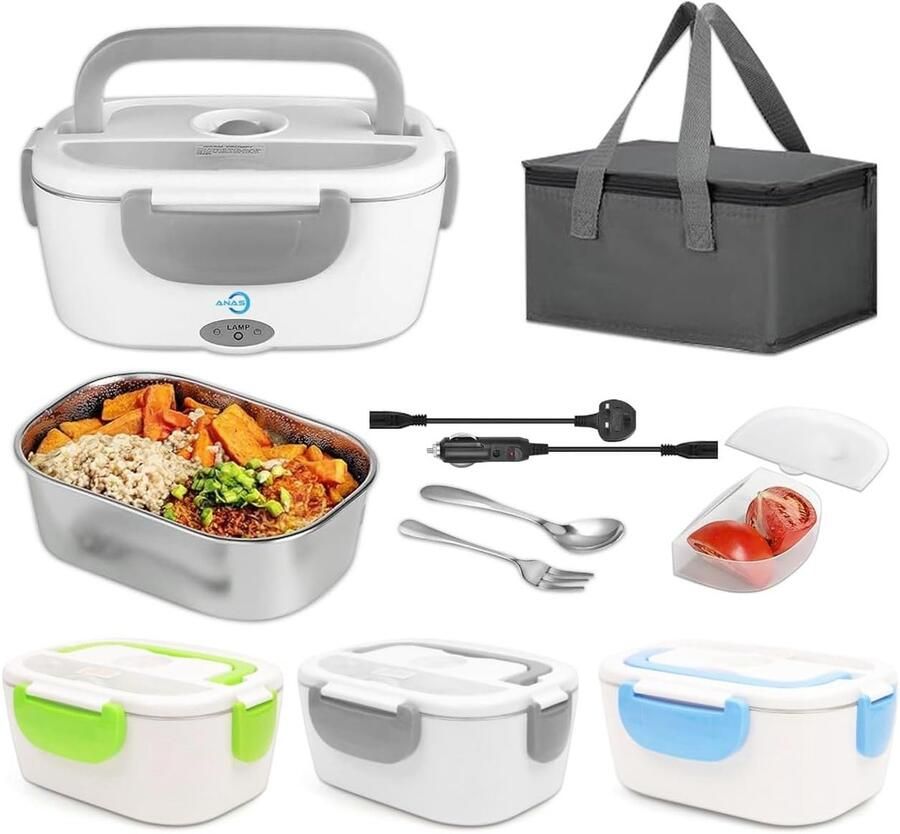 Elektrische Lunchbox 2-in-1 Warmhouder voor Auto en Thuis met Roestvrijstalen Voedselcontainer