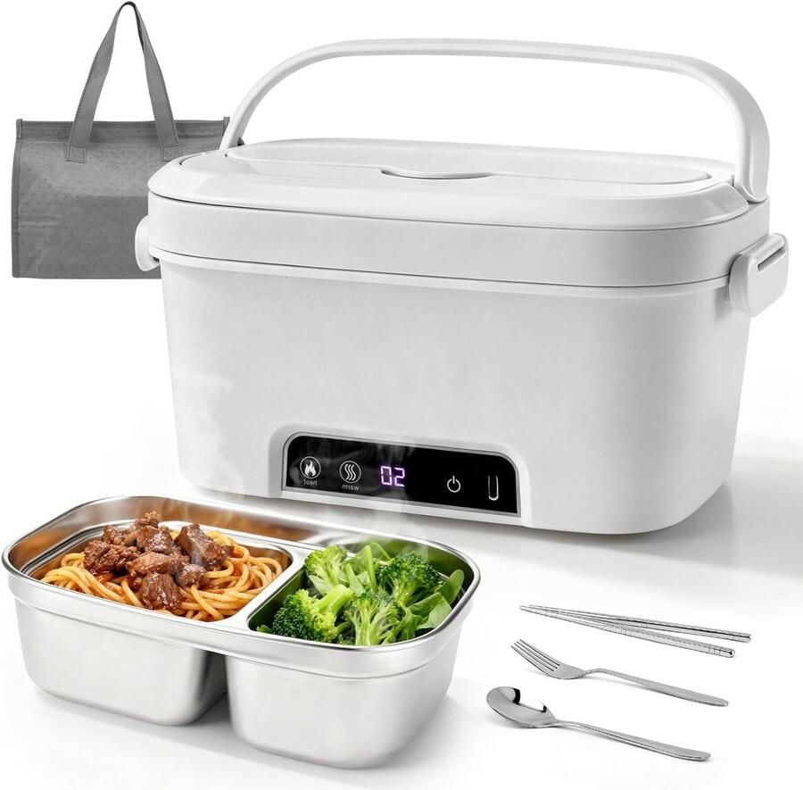 Elektrische Lunchbox Draagbare Oven Warme Maaltijd Onderweg Draadloos Oplaadbaar 1.5L Capaciteit Zwart