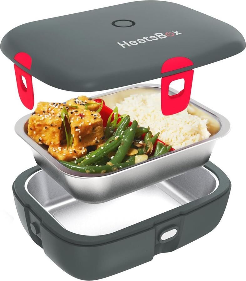 Elektrische Lunchbox met Warmhoudfunctie Lekvrije Roestvrijstalen Schaal 925 ml voor het Vervoeren en Verwarmen van Gerechten